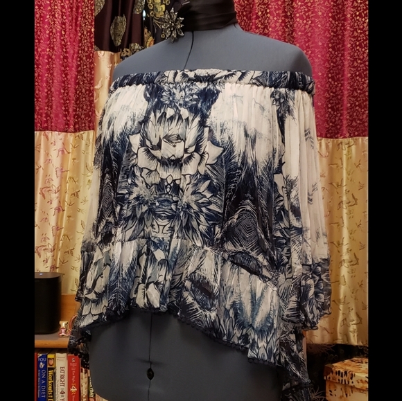 🍭HOST PICK🍭Anthropologie TRYB Sheer Off the Shoulder Top - Picture 3 of 6